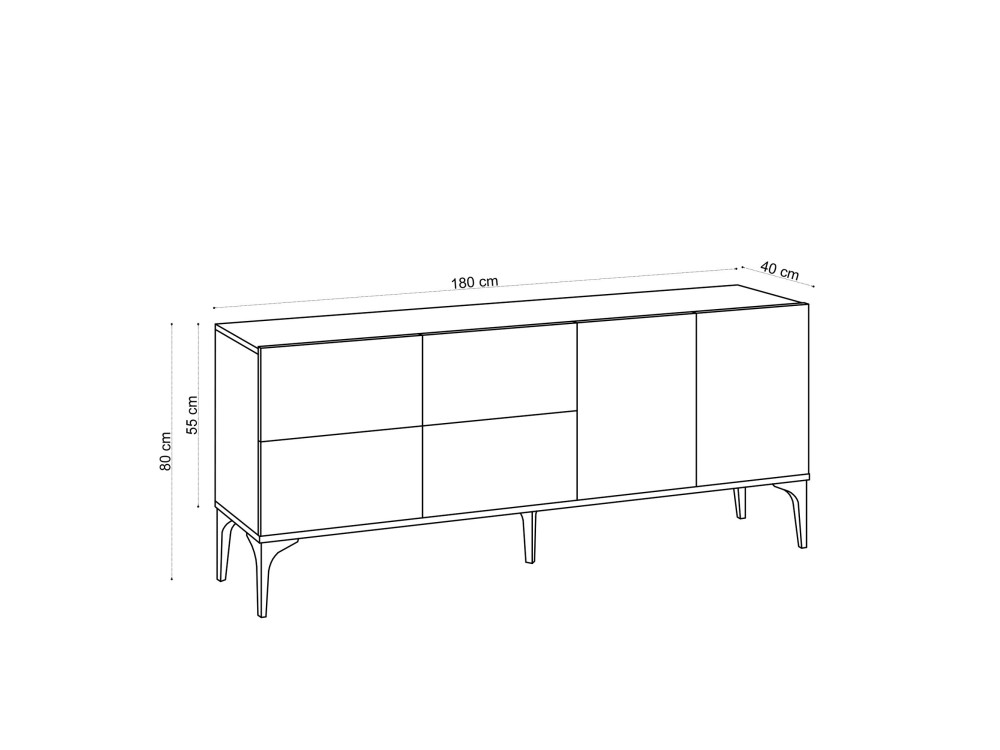Buffet en bois "Laika" - 180 x 40 x 80 cm - Beige