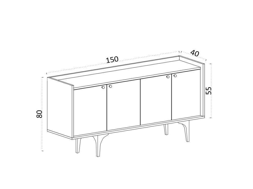 Buffet en bois "Navi" - 150 x 40 x 80 cm - Beige