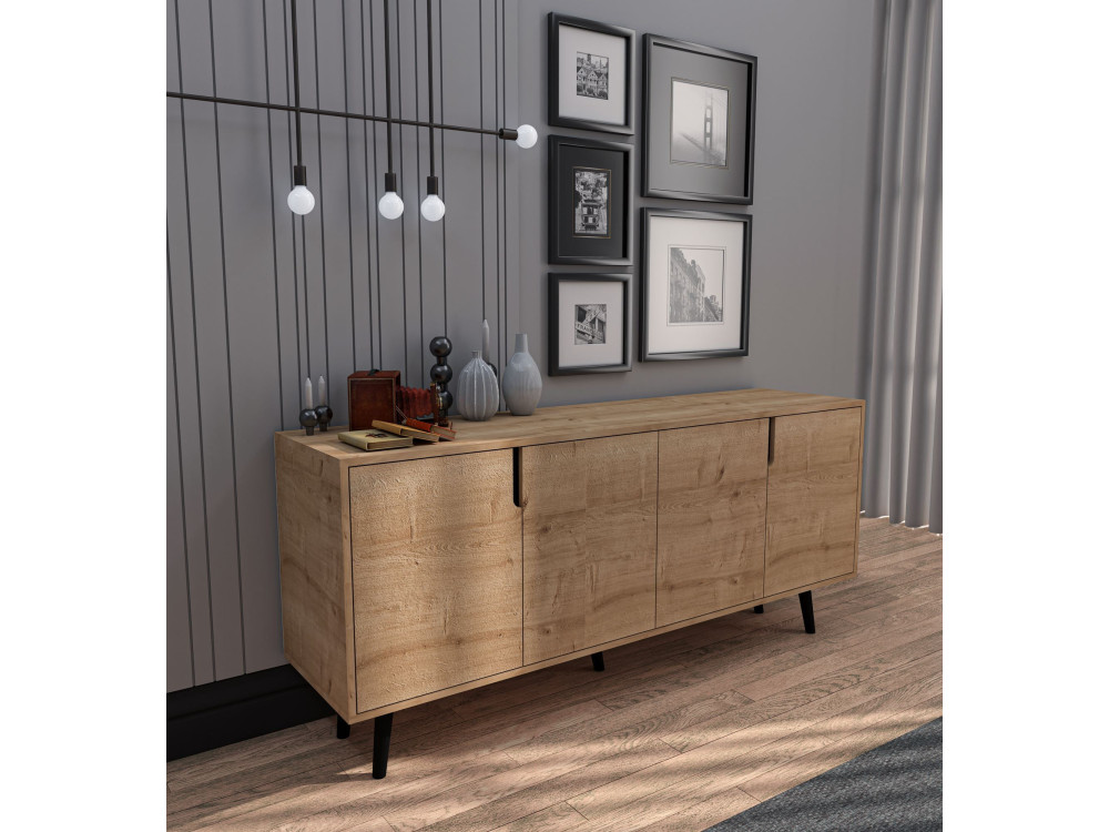 Buffet en bois "Latina" - 180 x 45 x 80 cm - Marron clair