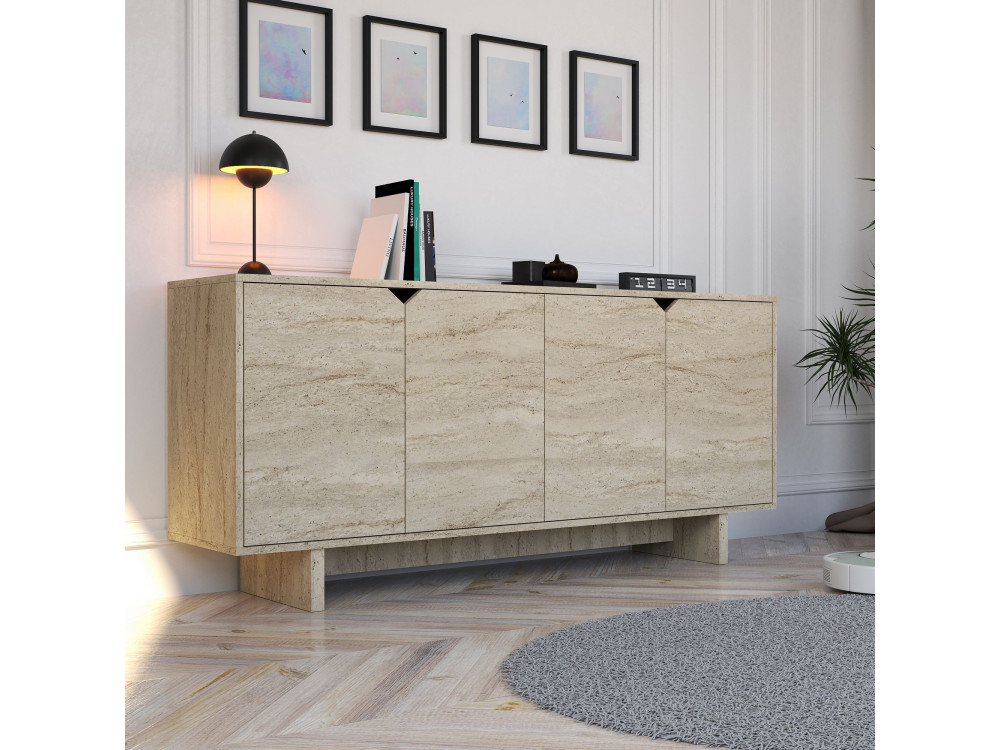Buffet en bois "Turan" - 180 x 40 x 81 cm - Travertin