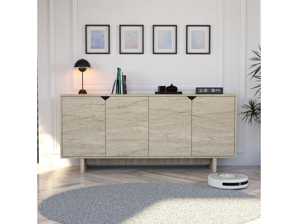 Buffet en bois "Turan" - 180 x 40 x 81 cm - Travertin