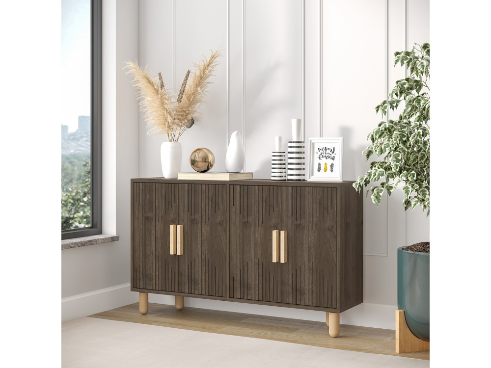 Buffet en bois "Roger" - 120 x 30 x 74 cm - Marron