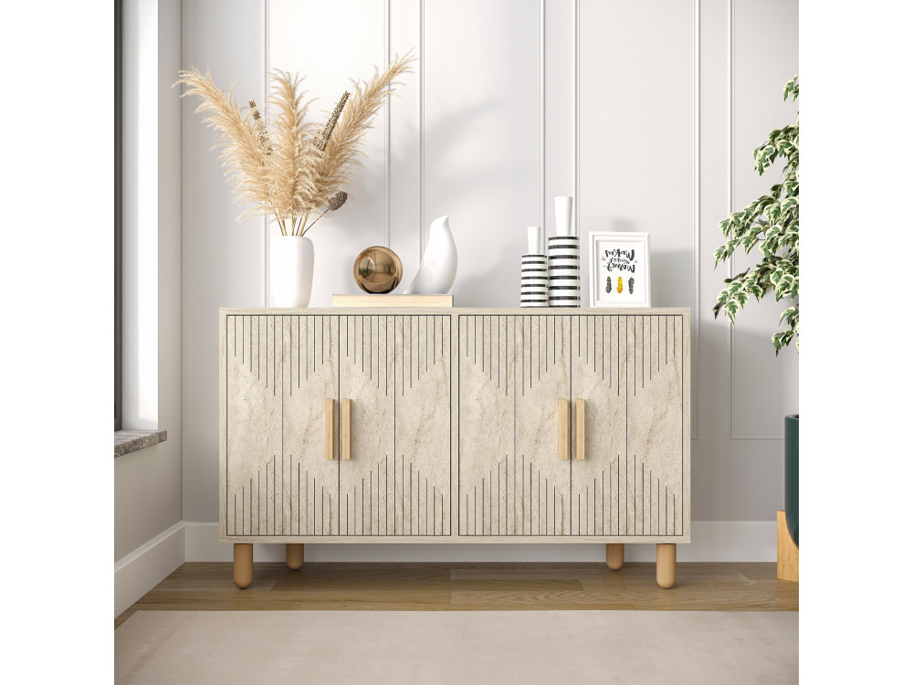 Buffet en bois "Roger" - 120 x 30 x 74 cm - Travertin