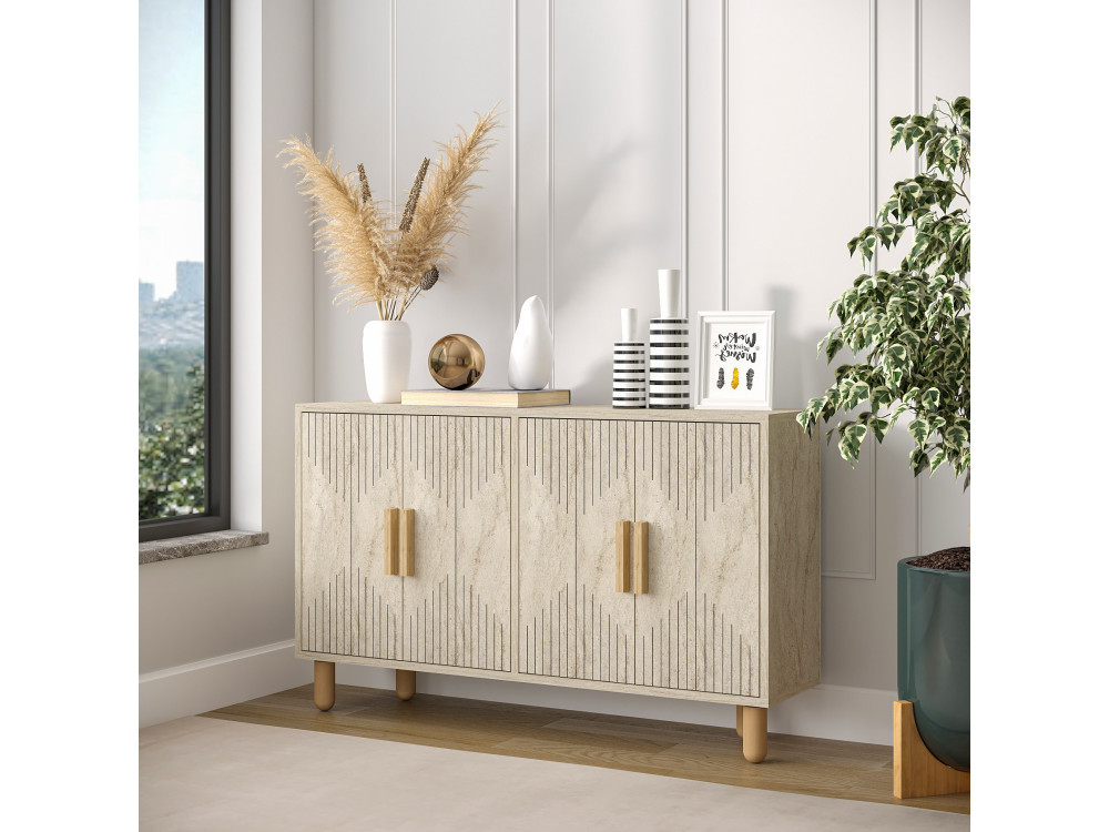 Buffet en bois "Roger" - 120 x 30 x 74 cm - Travertin