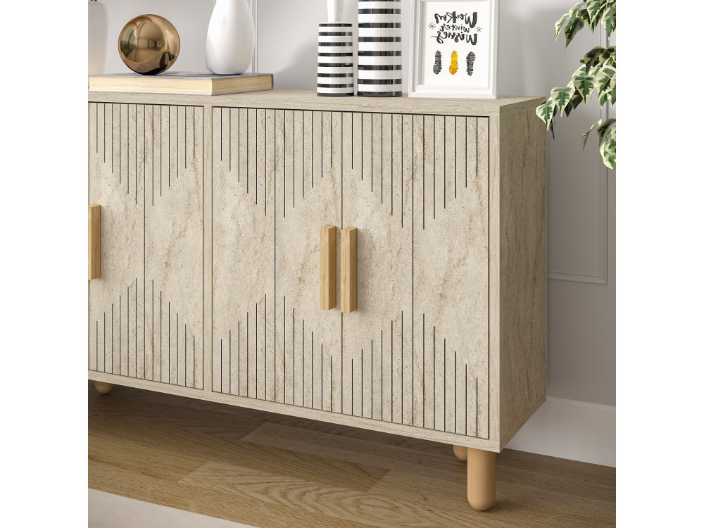 Buffet en bois "Roger" - 120 x 30 x 74 cm - Travertin