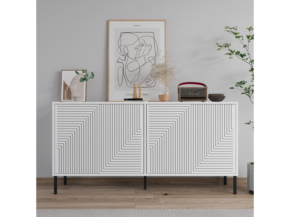 Buffet en bois "Evolet" - 150 x 36 x 75 cm - Blanc