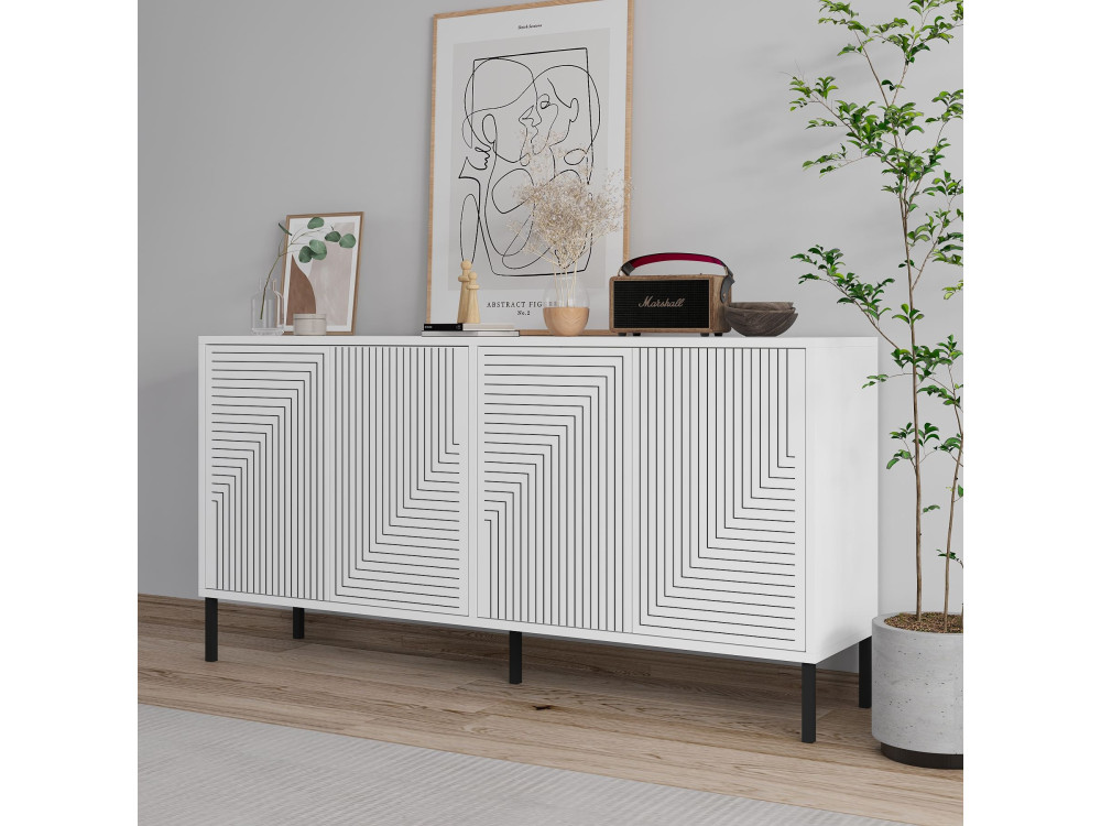 Buffet en bois "Evolet" - 150 x 36 x 75 cm - Blanc