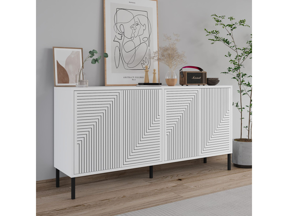 Buffet en bois "Evolet" - 150 x 36 x 75 cm - Blanc
