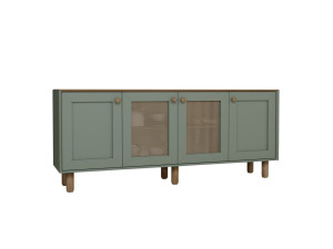 Buffet en bois et cannage "Bohemian" - 180 x 40 x 75 cm - Vert