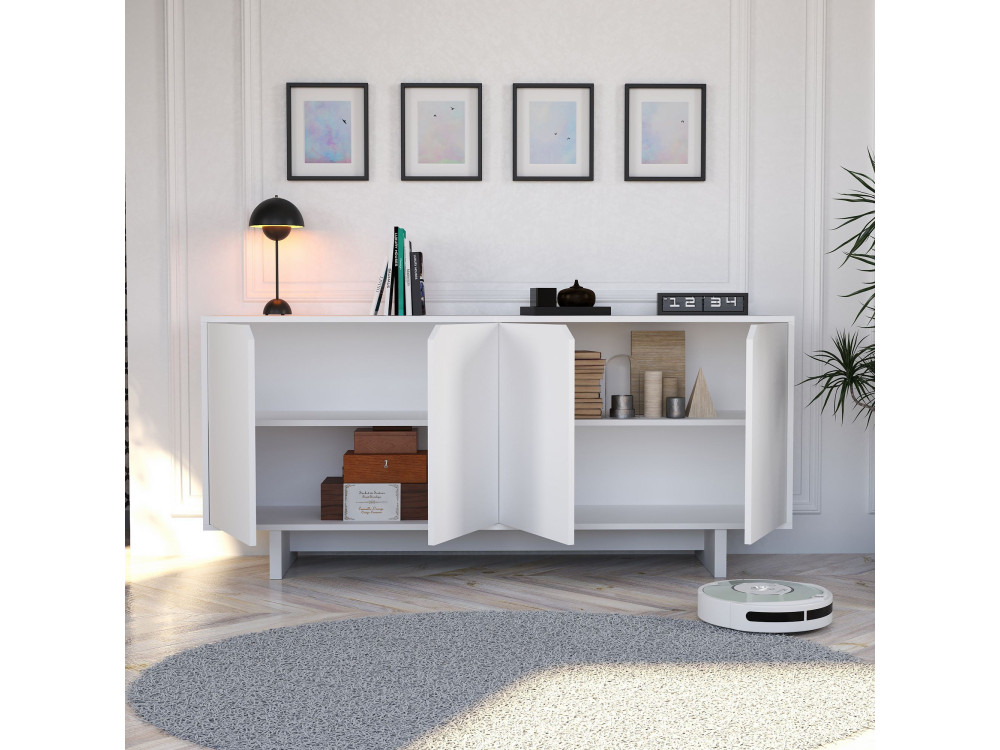 Buffet en bois "Doruk" - 180 x 40 x 81 cm - Blanc