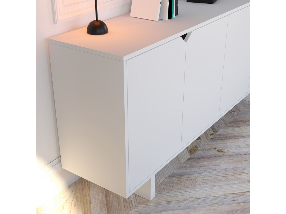 Buffet en bois "Doruk" - 180 x 40 x 81 cm - Blanc
