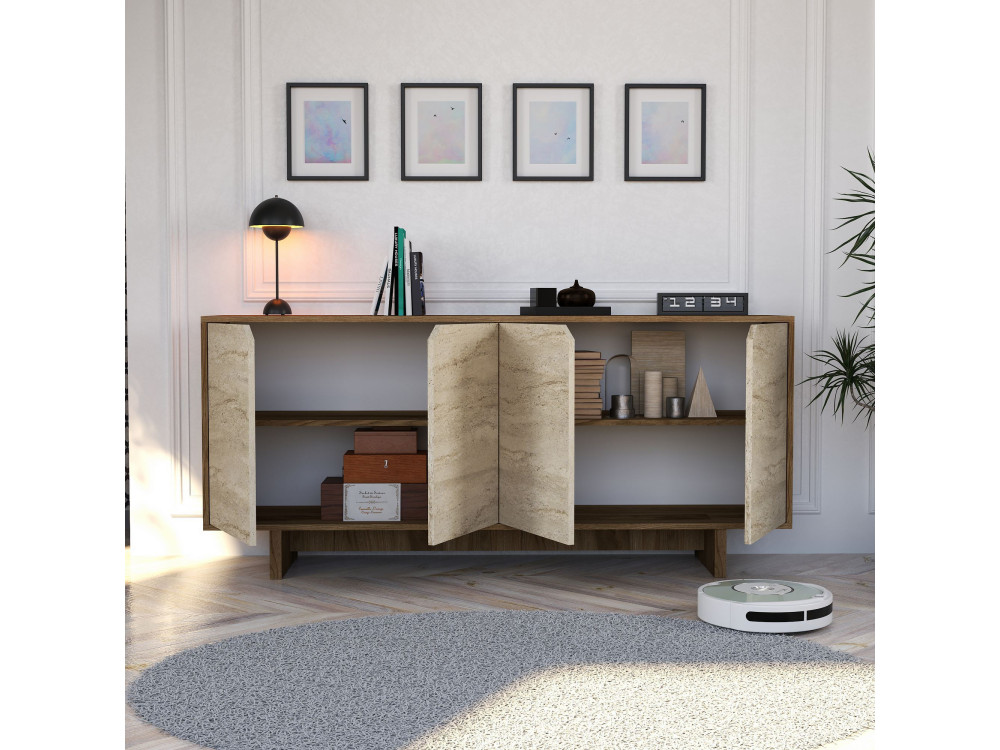 Buffet en bois "Istemi" - 180 x 40 x 81 cm - Travertin