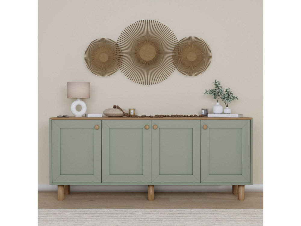 Buffet en bois "Bohem" - 180 x 40 x 75 cm - Vert