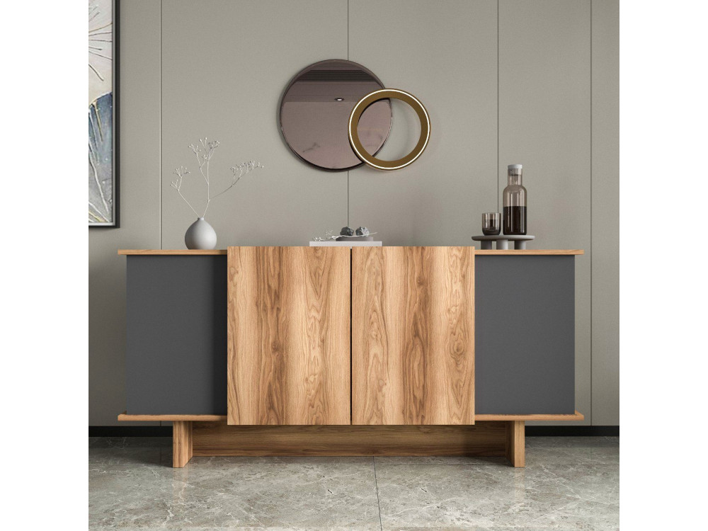 Buffet en bois "Diana" - 180 x 40 x 81 cm - Gris anthracite