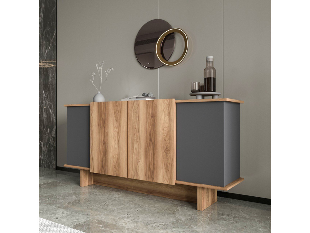 Buffet en bois "Diana" - 180 x 40 x 81 cm - Gris anthracite