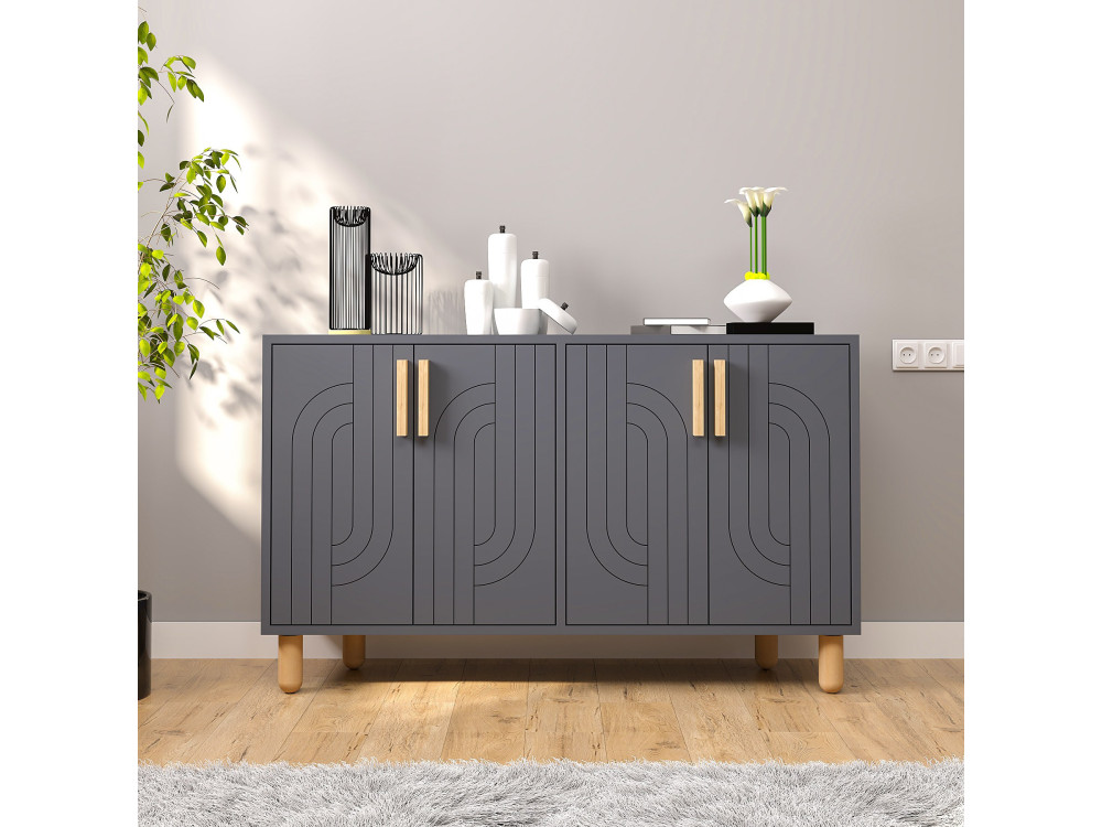 Buffet en bois "Rodney" - 120 x 30 x 74 cm - Gris anthracite