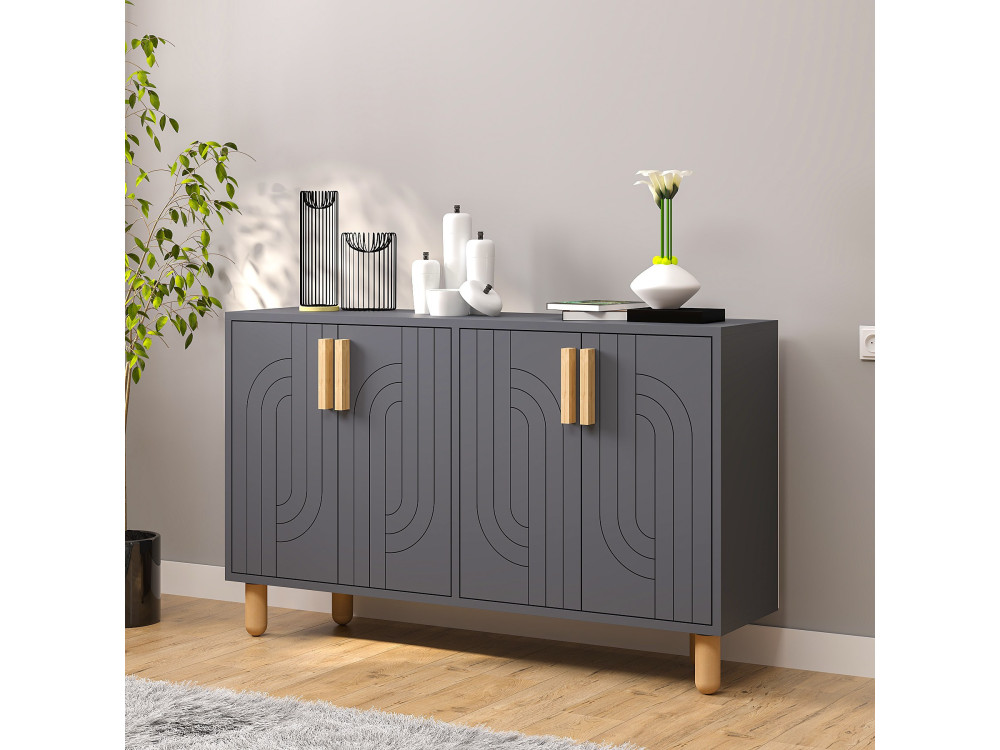 Buffet en bois "Rodney" - 120 x 30 x 74 cm - Gris anthracite