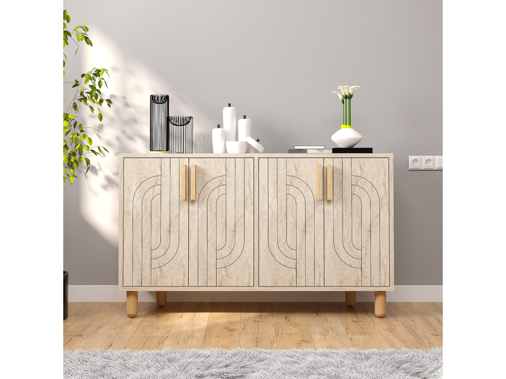 Buffet en bois "Rodney" - 120 x 30 x 74 cm - Travertin