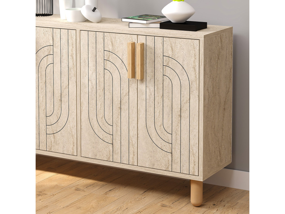 Buffet en bois "Rodney" - 120 x 30 x 74 cm - Travertin
