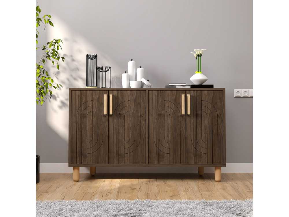 Buffet en bois "Rodney" - 120 x 30 x 74 cm - Marron