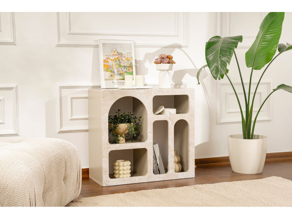 Buffet en bois "Lessa" - 80 x 37 x 74 cm - Travertin