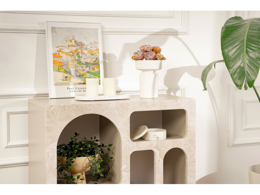 Buffet en bois "Lessa" - 80 x 37 x 74 cm - Travertin