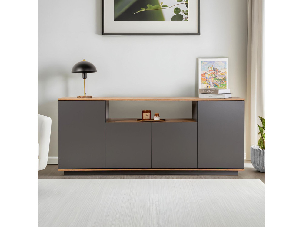 Buffet en bois "Arista" - 180 x 44 x 75 cm - Gris anthracite