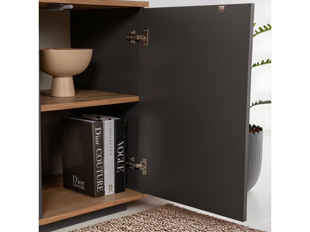 Buffet en bois "Arista" - 180 x 44 x 75 cm - Gris anthracite