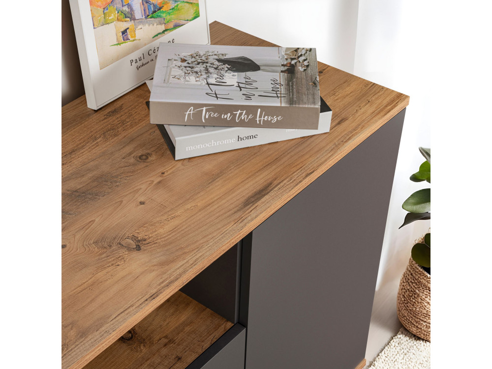 Buffet en bois "Arista" - 180 x 44 x 75 cm - Gris anthracite