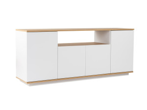 Buffet en bois "Arista" - 180 x 44.5 x 75 cm - Blanc / Chêne Cadiz