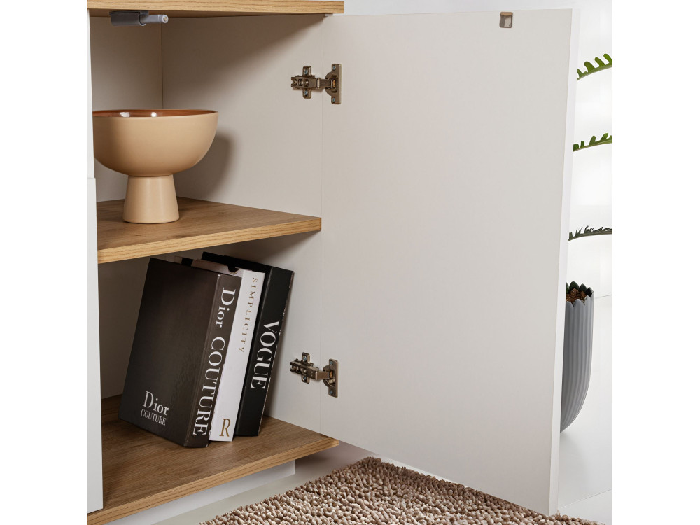 Buffet en bois "Arista" - 180 x 44.5 x 75 cm - Blanc / Chêne Cadiz