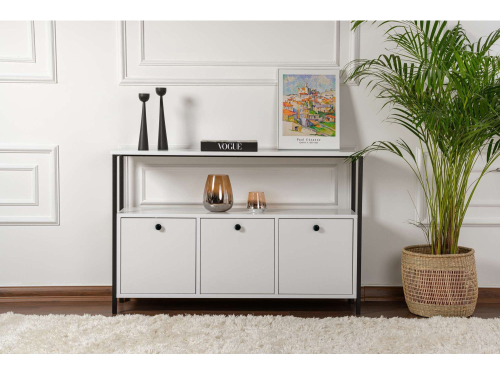 Buffet en bois "Solace" - 120 x 30 x 77 cm - Blanc