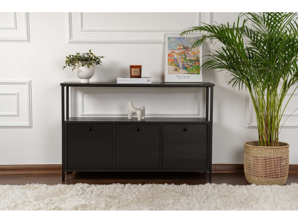 Buffet en bois "Solace" - 120 x 30 x 77 cm - Noir