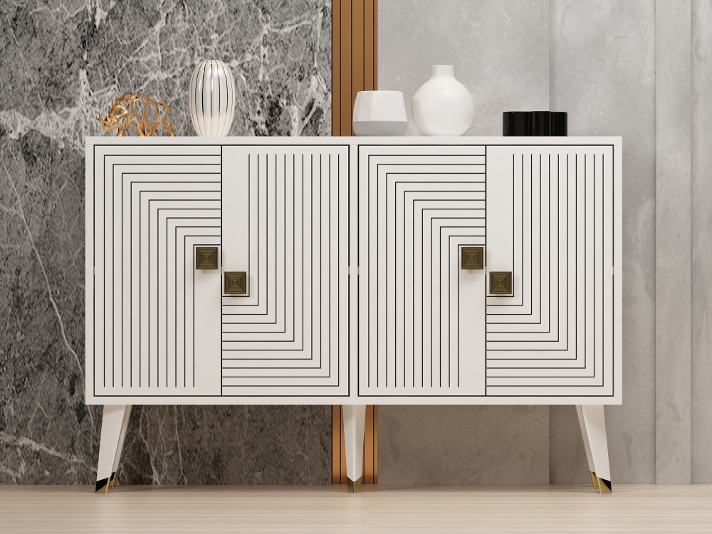 Buffet en bois "Ahart" - 120 x 30 x 80 cm - Blanc