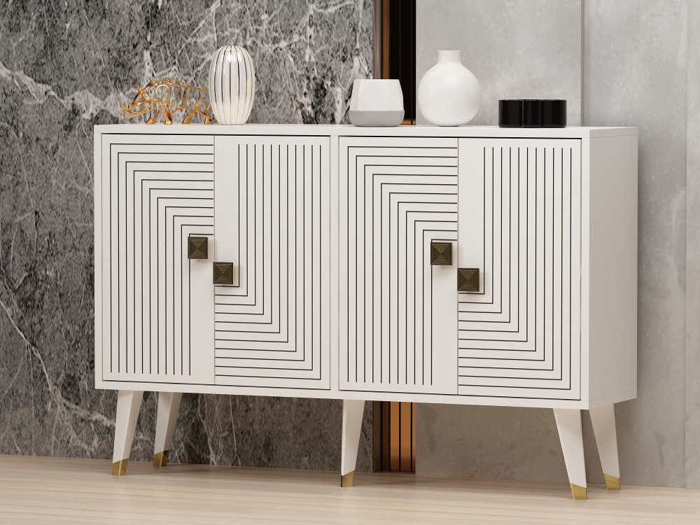 Buffet en bois "Ahart" - 120 x 30 x 80 cm - Blanc