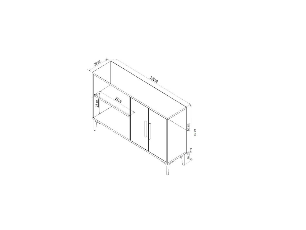 Buffet en bois "Ahart" - 120 x 30 x 80 cm - Blanc