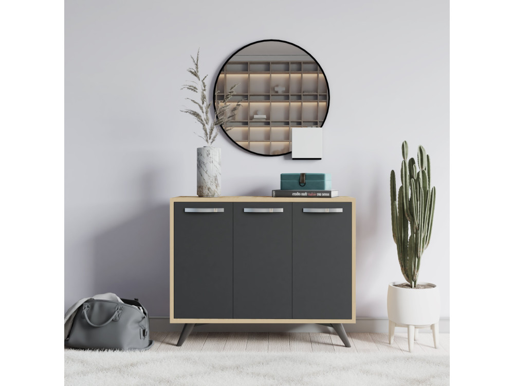 Buffet en bois "Piffa" - 100 x 35 x 82 cm - Gris anthracite