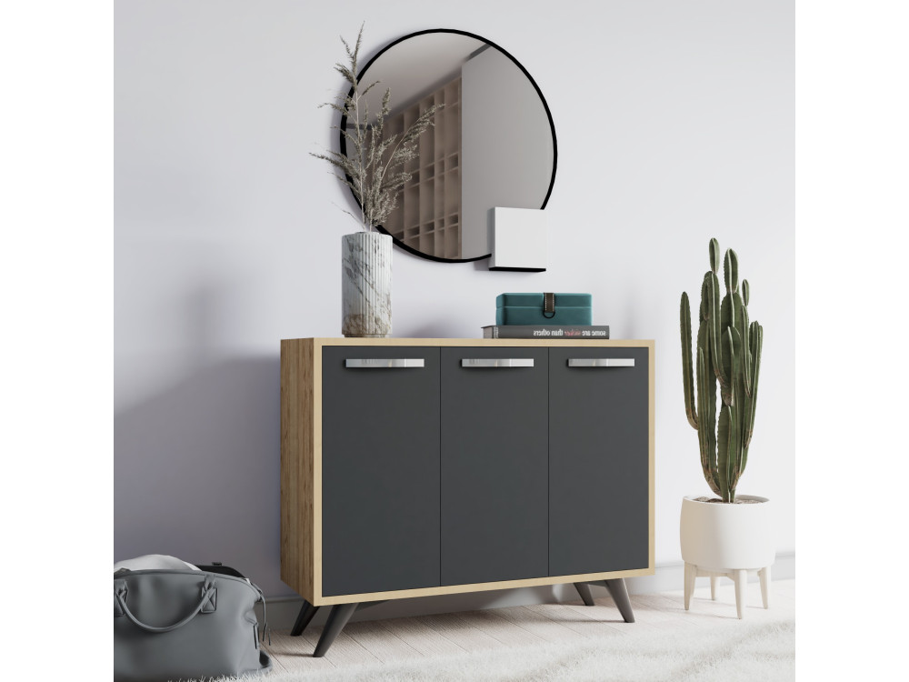 Buffet en bois "Piffa" - 100 x 35 x 82 cm - Gris anthracite