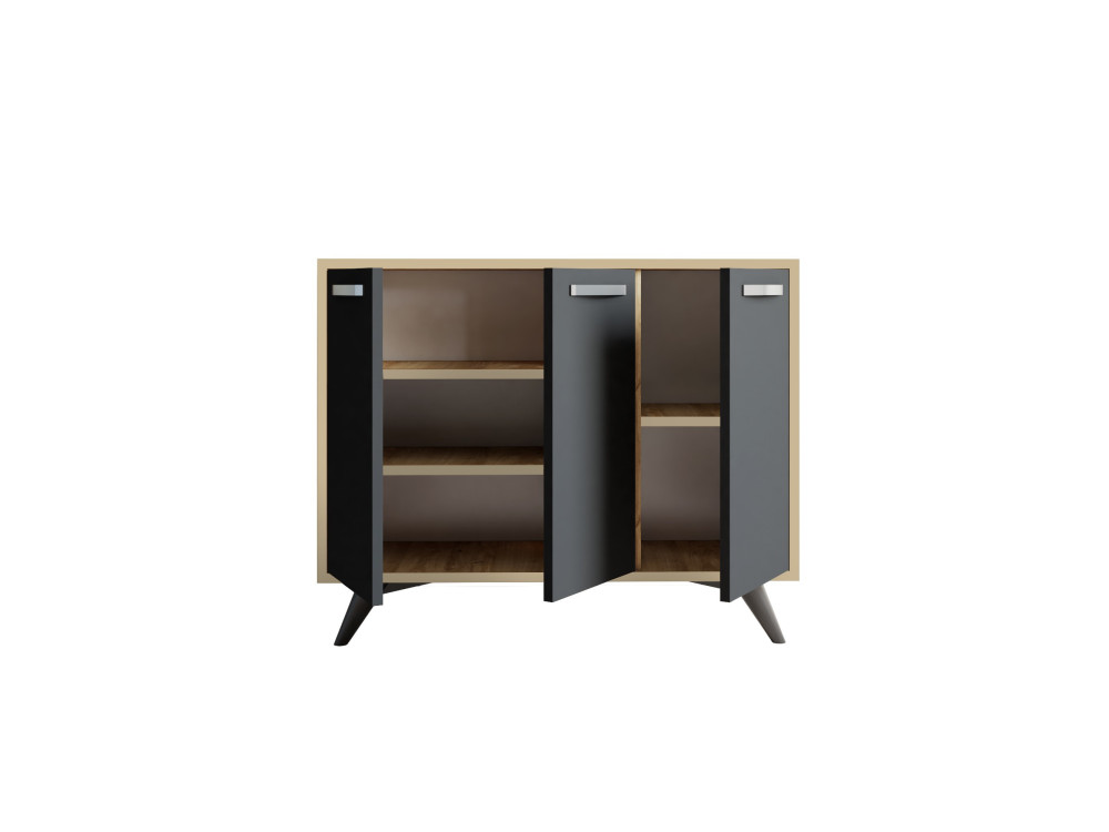 Buffet en bois "Piffa" - 100 x 35 x 82 cm - Gris anthracite