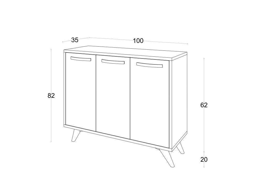 Buffet en bois "Piffa" - 100 x 35 x 82 cm - Gris anthracite