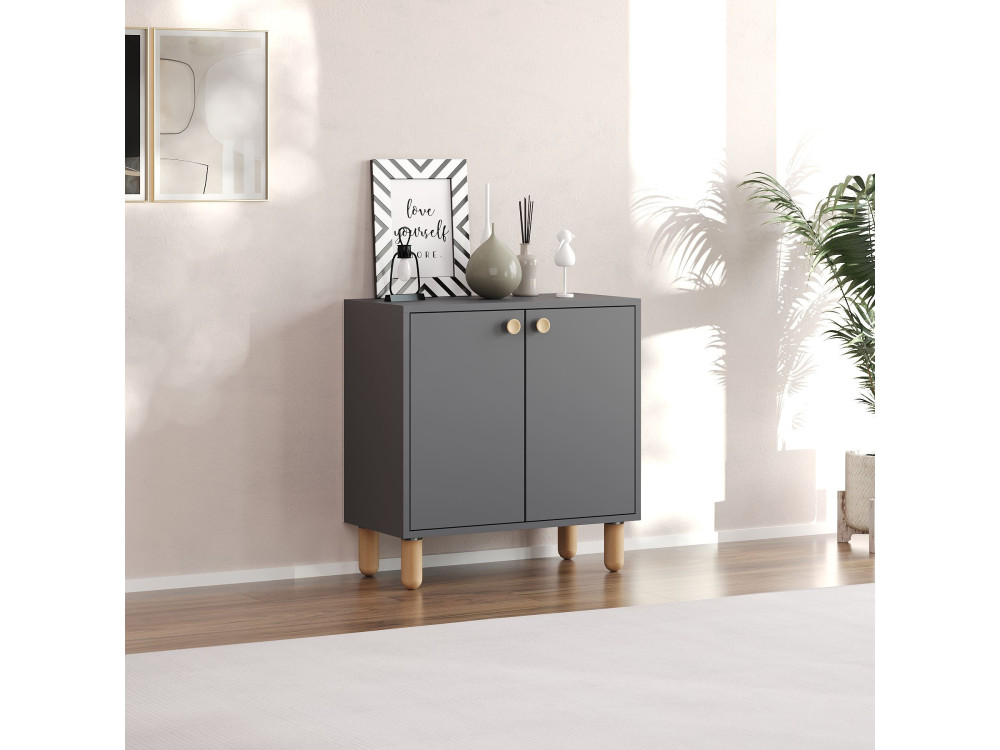 Buffet en bois "Lina" - 72 x 36 x 73 cm - Gris anthracite