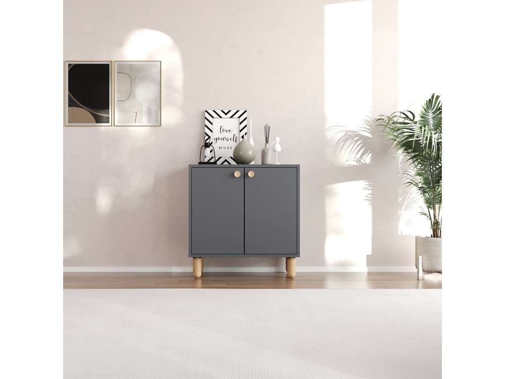 Buffet en bois "Lina" - 72 x 36 x 73 cm - Gris anthracite