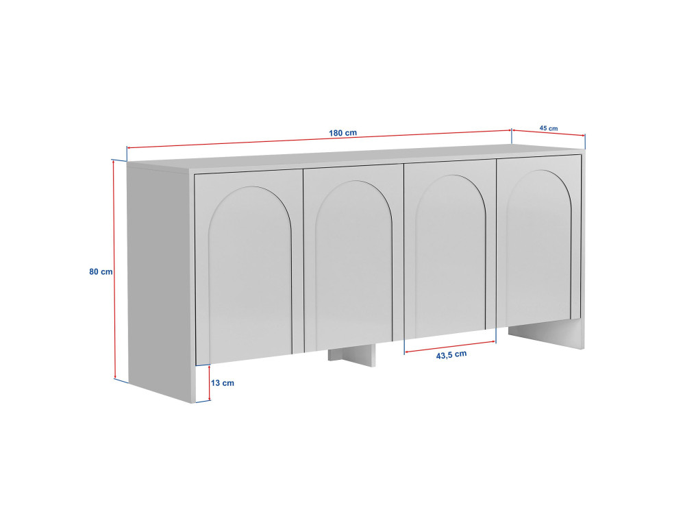 Buffet en bois "Arlen" - 180 x 45 x 80 cm - Blanc