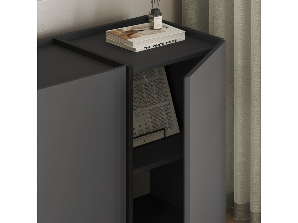 Buffet en bois "Dorma" - 180 x 45 x 80 cm - Anthracite / Noir