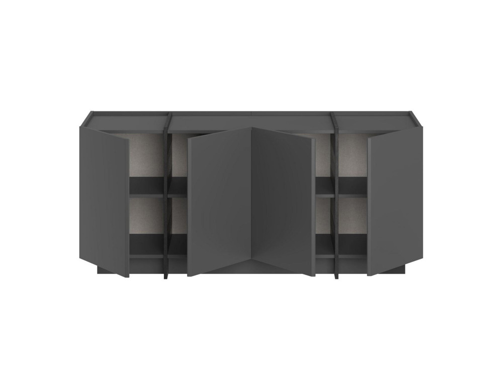 Buffet en bois "Dorma" - 180 x 45 x 80 cm - Anthracite / Noir