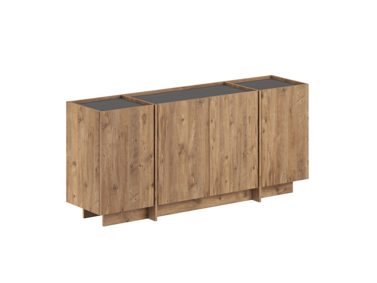 Buffet en bois "Dorma" - 180 x 45 x 80 cm - Pin Atlantique / Anthracite