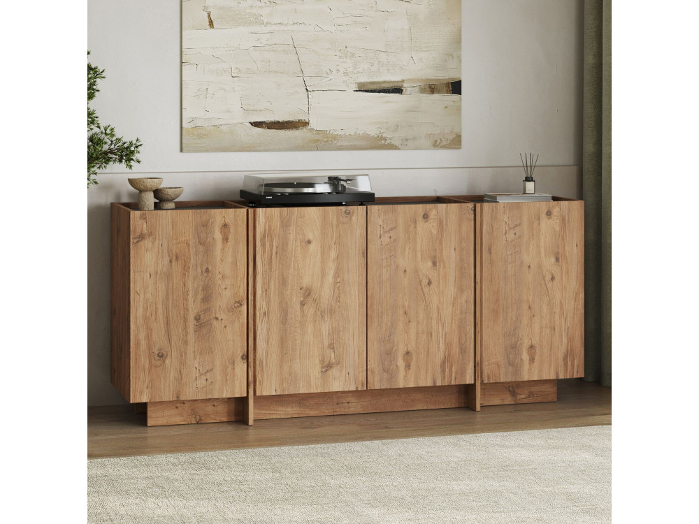 Buffet en bois "Dorma" - 180 x 45 x 80 cm - Pin Atlantique / Anthracite