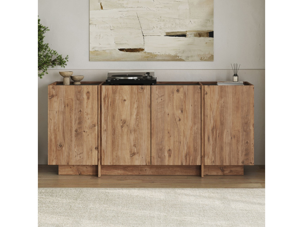 Buffet en bois "Dorma" - 180 x 45 x 80 cm - Pin Atlantique / Anthracite