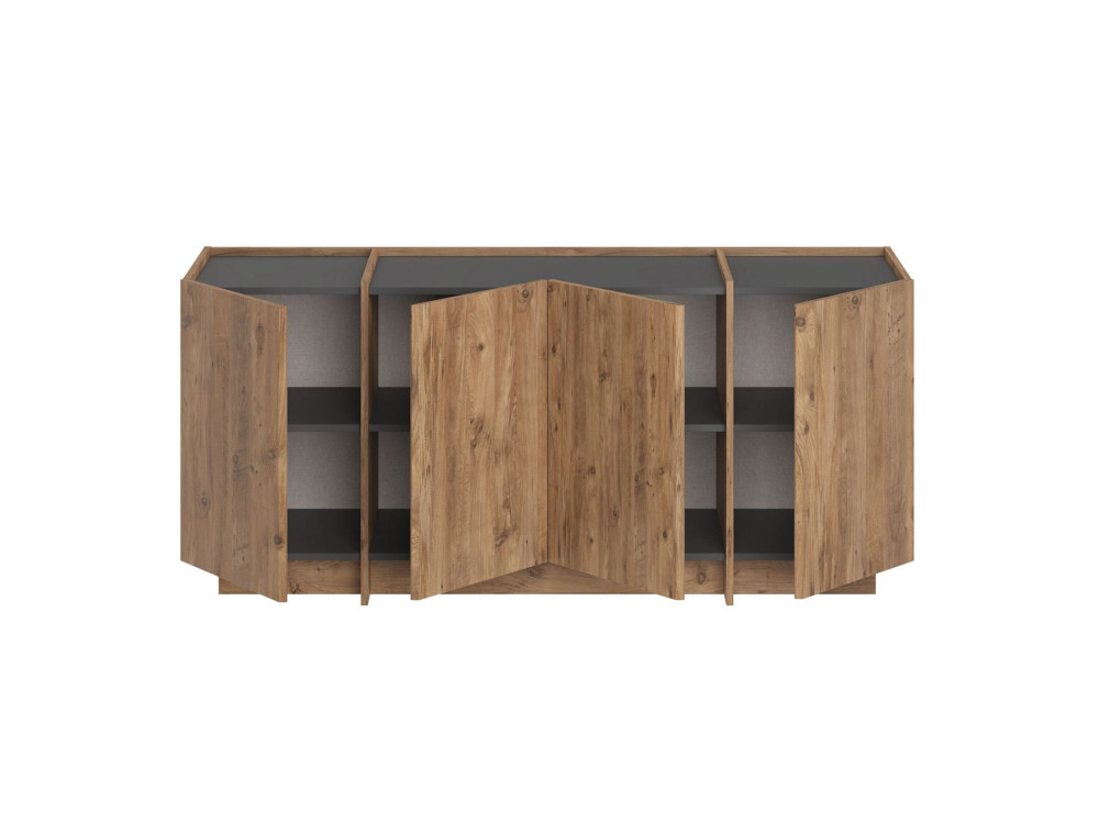 Buffet en bois "Dorma" - 180 x 45 x 80 cm - Pin Atlantique / Anthracite