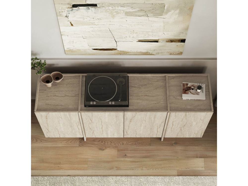 Buffet en bois "Dorma" - 180 x 45 x 80 cm - Travertin
